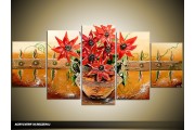 Acryl Schilderij Vaas | Bruin, Rood | 150x70cm 5Luik Handgeschilderd