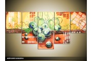 Acryl Schilderij Druiven | Groen, Geel, Oranje | 150x70cm 5Luik Handgeschilderd