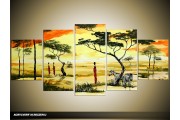Acryl Schilderij Natuur | Geel, Groen | 150x70cm 5Luik Handgeschilderd