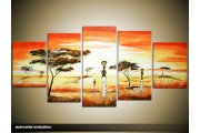 Acryl Schilderij Natuur | Geel, Oranje | 150x70cm 5Luik Handgeschilderd