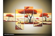 Acryl Schilderij Natuur | Geel, Oranje | 160x70cm 5Luik Handgeschilderd
