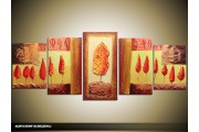 Acryl Schilderij Modern | Bruin, Rood, Geel | 150x70cm 5Luik Handgeschilderd