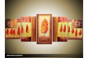 Acryl Schilderij Modern | Bruin, Rood, Geel | 150x70cm 5Luik Handgeschilderd