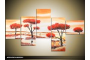 Acryl Schilderij Natuur | Crème, Rood | 160x70cm 5Luik Handgeschilderd