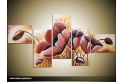 Acryl Schilderij Modern | Bruin, Geel | 170x70cm 5Luik Handgeschilderd
