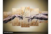 Acryl Schilderij De schepping van Adam | Bruin, Crème | 150x70cm 5Luik Handgeschilderd