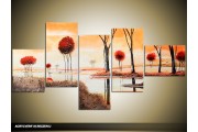 Acryl Schilderij Natuur | Crème, Rood, Bruin | 160x70cm 5Luik Handgeschilderd