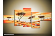 Acryl Schilderij Natuur | Oranje, Geel | 170x70cm 5Luik Handgeschilderd