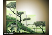 Acryl Schilderij Natuur | Groen | 120x90cm 5Luik Handgeschilderd