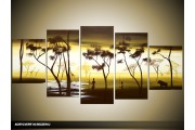 Acryl Schilderij Natuur | Geel, Bruin | 150x70cm 5Luik Handgeschilderd