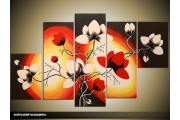 Acryl Schilderij Magnolia | Rood, Geel, Zwart | 100x60cm 5Luik Handgeschilderd