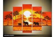 Acryl Schilderij Natuur | Oranje, Geel, Bruin | 100x60cm 5Luik Handgeschilderd