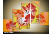 Acryl Schilderij Lente | Geel, Rood | 100x60cm 5Luik Handgeschilderd