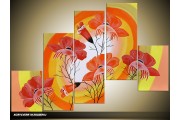 Acryl Schilderij Lente | Geel, Rood, Oranje | 100x60cm 5Luik Handgeschilderd