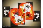Acryl Schilderij Magnolia | Zwart, Oranje, Rood | 100x60cm 5Luik Handgeschilderd