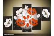 Acryl Schilderij Modern | Rood, Zwart, Wit | 100x60cm 5Luik Handgeschilderd