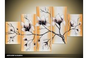Acryl Schilderij Magnolia | Bruin, Grijs | 100x60cm 5Luik Handgeschilderd