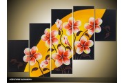 Acryl Schilderij Modern | Oranje, Zwart, Rood | 100x60cm 5Luik Handgeschilderd