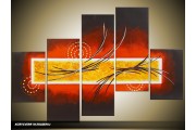 Acryl Schilderij Modern | Rood, Bruin, Geel | 100x60cm 5Luik Handgeschilderd