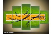 Acryl Schilderij Modern | Groen, Geel | 100x60cm 5Luik Handgeschilderd