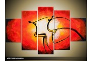 Acryl Schilderij Modern | Rood, Oranje, Geel | 100x60cm 5Luik Handgeschilderd