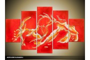 Acryl Schilderij Modern | Oranje, Rood, Geel | 100x60cm 5Luik Handgeschilderd