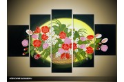 Acryl Schilderij Woonkamer | Zwart, Geel, Groen | 100x60cm 5Luik Handgeschilderd