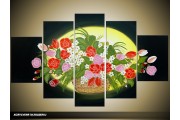 Acryl Schilderij Woonkamer | Zwart, Geel, Groen | 100x60cm 5Luik Handgeschilderd