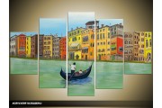 Acryl Schilderij Venetie | Groen, Geel | 100x60cm 5Luik Handgeschilderd