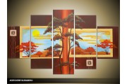 Acryl Schilderij Natuur | Bruin, Geel, Blauw | 100x60cm 5Luik Handgeschilderd