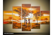 Acryl Schilderij Natuur | Bruin, Crème, Oranje | 100x60cm 5Luik Handgeschilderd