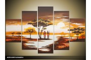 Acryl Schilderij Natuur | Bruin, Geel, Oranje | 100x60cm 5Luik Handgeschilderd