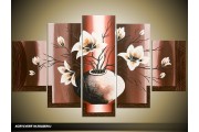 Acryl Schilderij Magnolia | Bruin, Crème | 100x60cm 5Luik Handgeschilderd