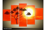Acryl Schilderij Natuur | Oranje, Geel | 100x60cm 5Luik Handgeschilderd
