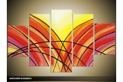 Acryl Schilderij Modern | Rood, Geel | 100x60cm 5Luik Handgeschilderd