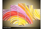 Acryl Schilderij Modern | Rood, Geel, Paars | 100x60cm 5Luik Handgeschilderd