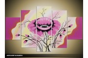 Acryl Schilderij Modern | Paars, Roze | 100x60cm 5Luik Handgeschilderd