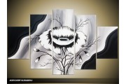 Acryl Schilderij Modern | Zwart, Grijs, Wit | 100x60cm 5Luik Handgeschilderd