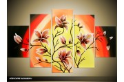Acryl Schilderij Magnolia | Geel, Rood, Zwart | 100x60cm 5Luik Handgeschilderd