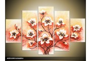 Acryl Schilderij Magnolia | Rood, Crème | 100x60cm 5Luik Handgeschilderd