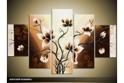 Acryl Schilderij Magnolia | Bruin, Crème | 100x60cm 5Luik Handgeschilderd