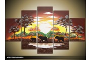 Acryl Schilderij Natuur | Bruin, Geel, Oranje | 100x60cm 5Luik Handgeschilderd