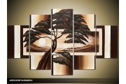 Acryl Schilderij Natuur | Bruin, Crème | 100x60cm 5Luik Handgeschilderd