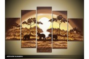 Acryl Schilderij Natuur | Bruin, Geel, Crème | 100x60cm 5Luik Handgeschilderd