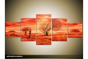 Acryl Schilderij Natuur | Rood | 150x70cm 5Luik Handgeschilderd