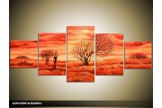 Acryl Schilderij Natuur | Rood | 150x70cm 5Luik Handgeschilderd