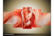 Acryl Schilderij Kunst, Sexy | Bruin, Rood | 150x70cm 5Luik Handgeschilderd