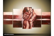 Acryl Schilderij Kunst, Sexy | Bruin, Crème | 150x70cm 5Luik Handgeschilderd