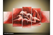 Acryl Schilderij Kunst, Sexy | Rood, Crème | 150x70cm 5Luik Handgeschilderd
