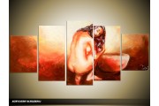 Acryl Schilderij Kunst, Sexy | Bruin, Crème, Rood | 150x70cm 5Luik Handgeschilderd